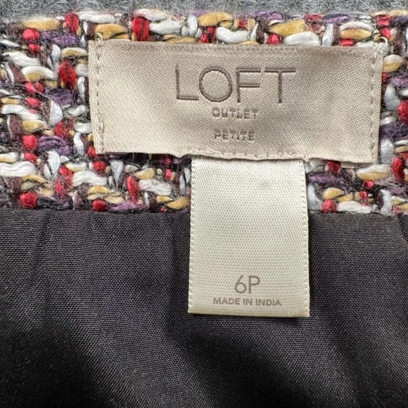 LOFT Academia Tweed Pencil Mini Skirt Multicolor Lined 6P Ivy League Office Chic - Picture 3 of 7